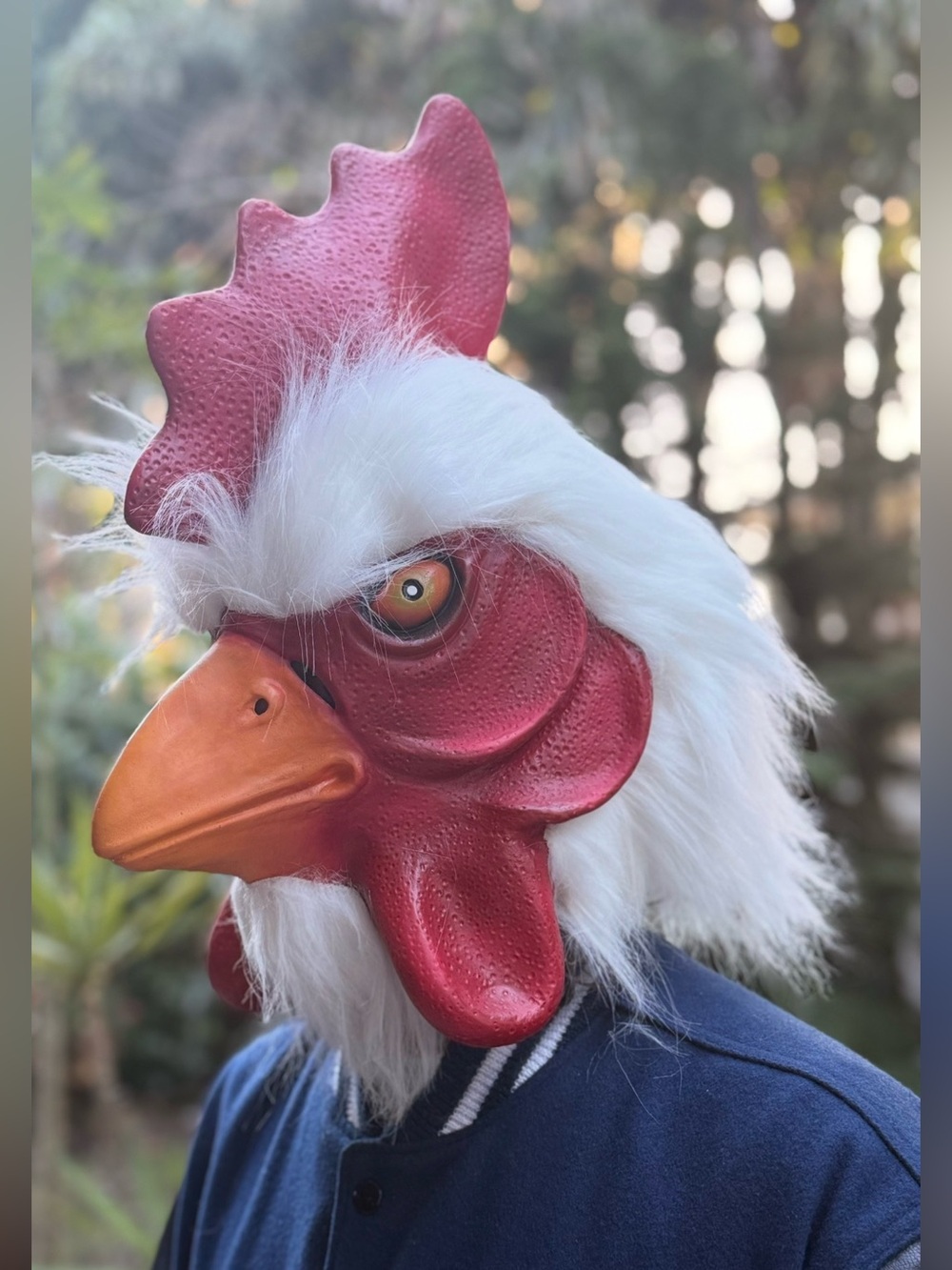 Retro Arcade Rooster Chicken Head Latex Mask Adult Halloween Cosplay Prank - Picture 2 of 4